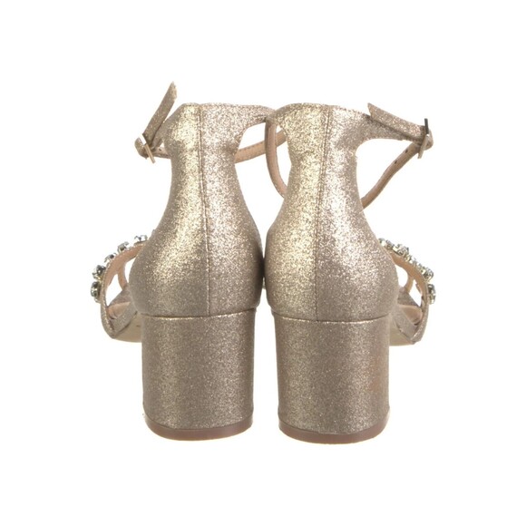 Jewel Badgley Mischka Giona Crystal Embellishment Gold Glitter Ankle Strap 8W - Picture 3 of 16